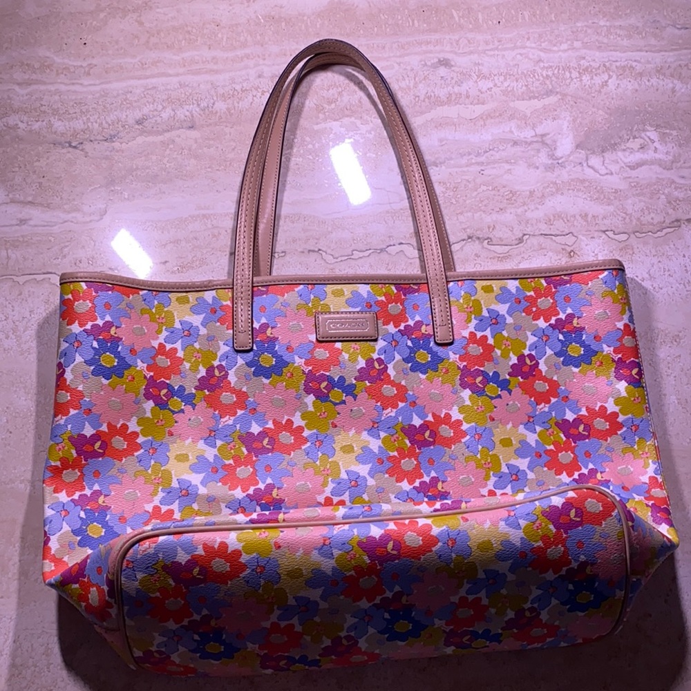 Coach floral tote bag